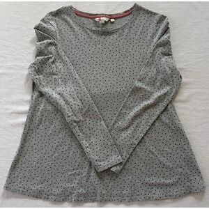 Boden Grey Black Metallic Polka Dot Long Sleeve Top Tunic Women's Size M Swing